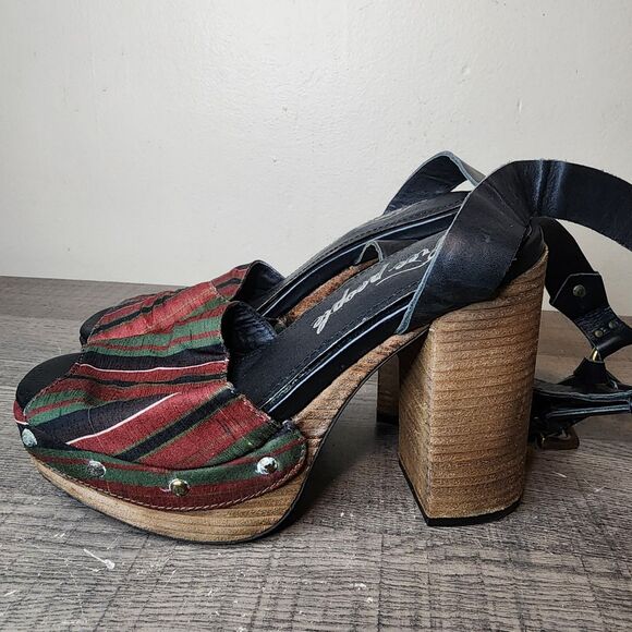 Free People Sandals Platform Block Heel Peep Toe Women's Size 6 Ankle strap - Picture 6 of 12